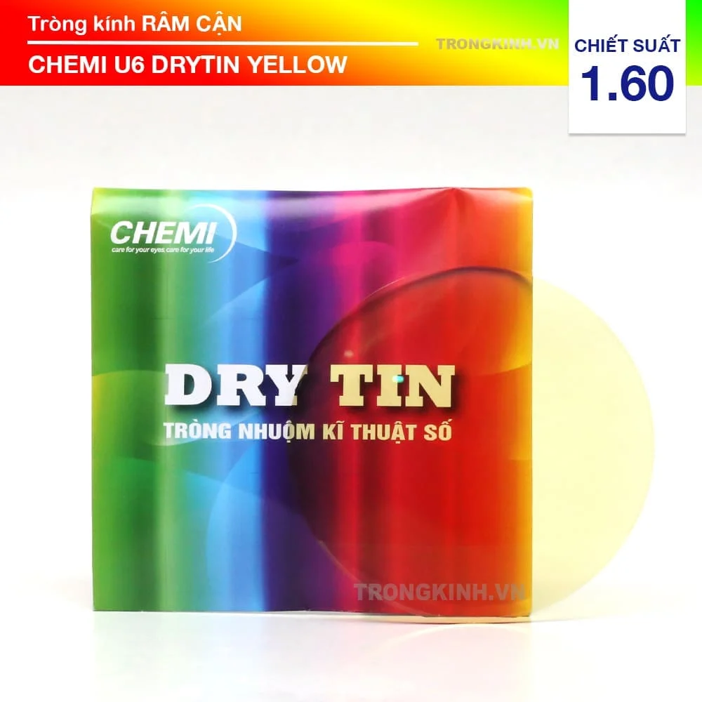 Tròng kính Màu Vàng Hỗ Trợ Lái Xe Ban Đêm Chemi DryTin U6 Yellow