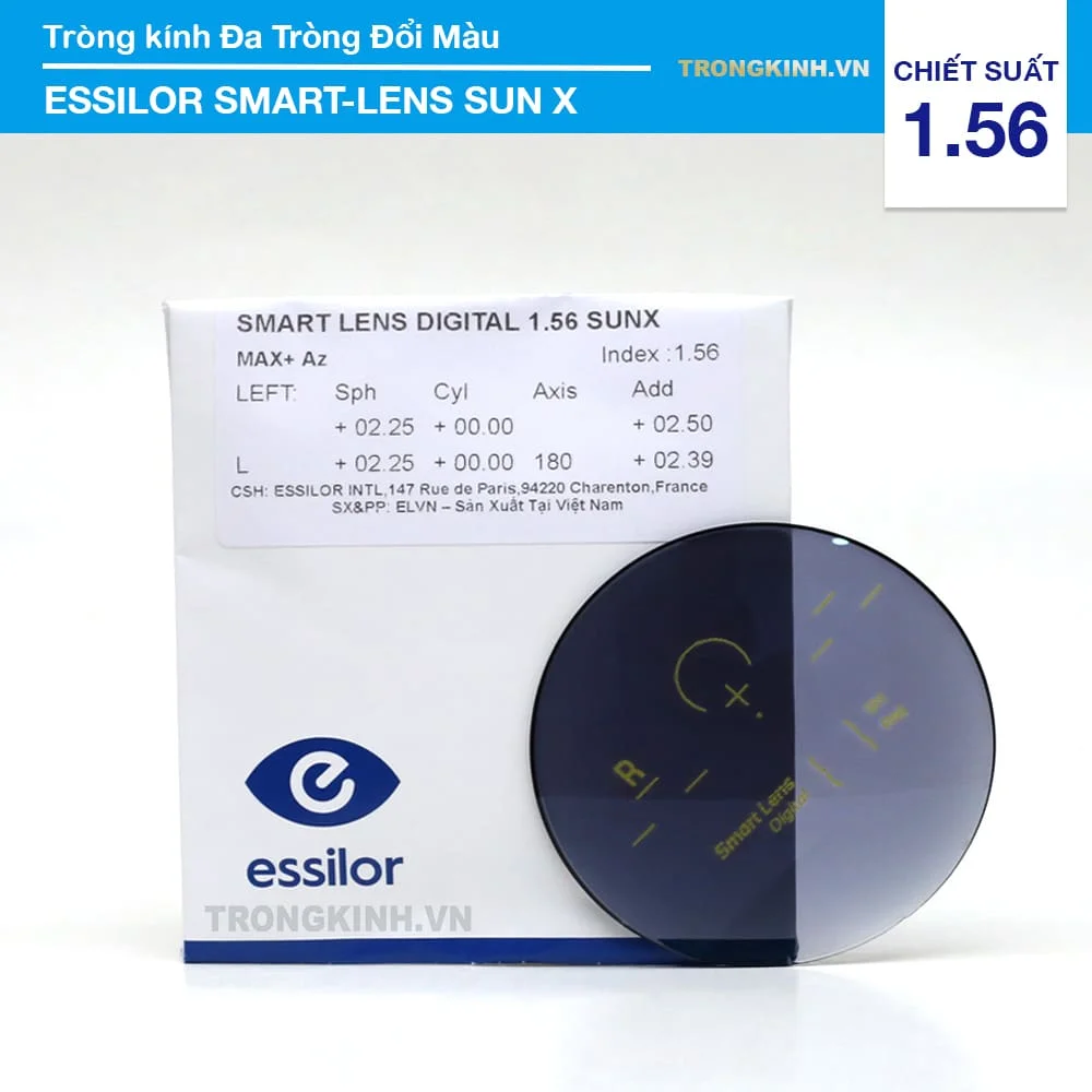 Tròng kính Đa Tròng Đổi Màu Giá Rẻ Essilor SMART-LENS SUN X