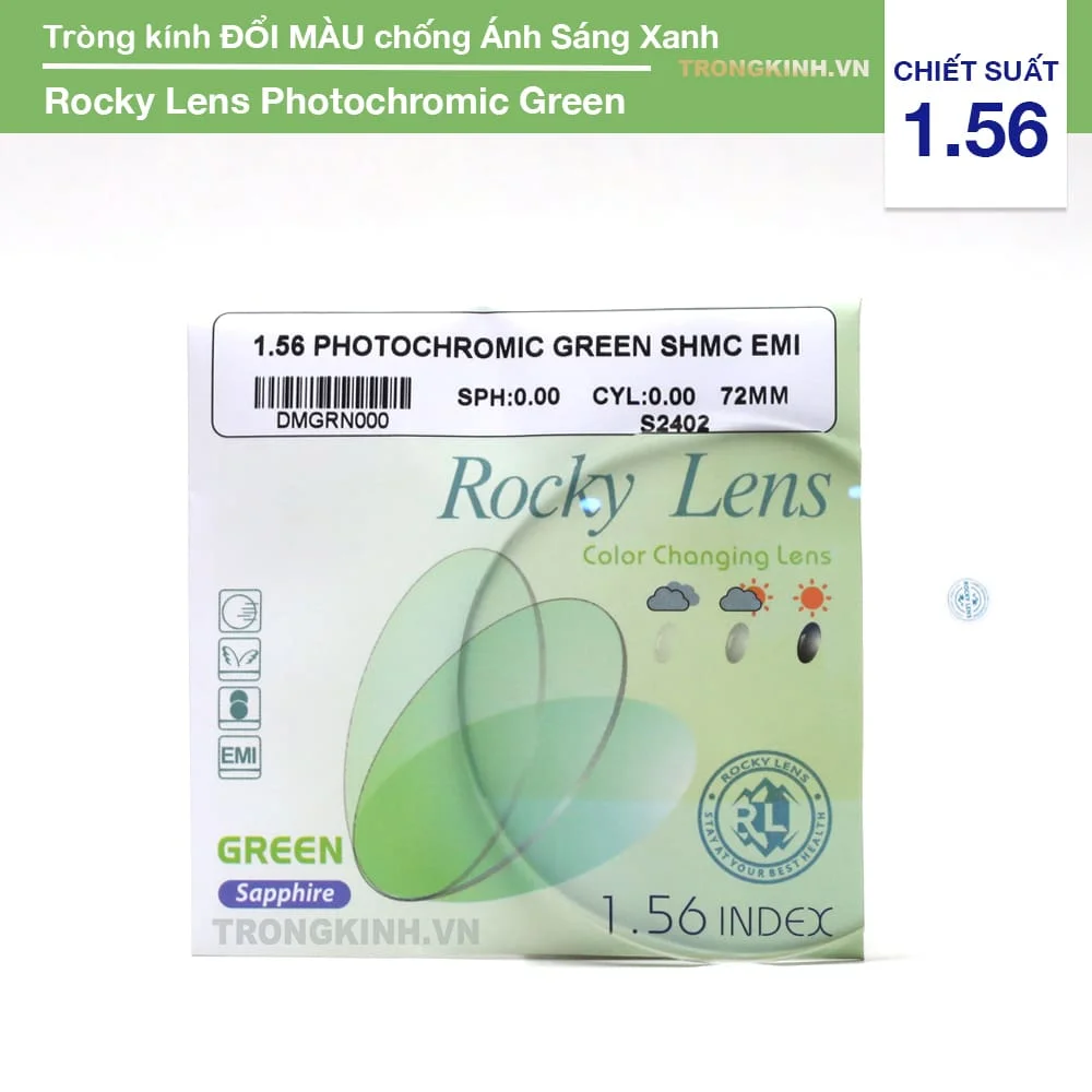 Tròng kính Đổi Màu Xanh Lá Rocky Lens