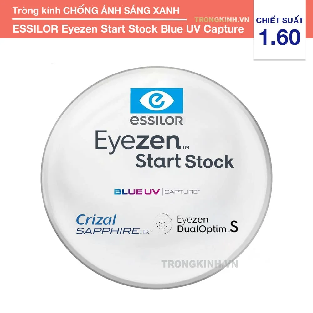 Tròng kính Eyezen Start Stock - Váng phủ Crizal Sapphire HR - Thư giãn và bảo vệ mắt