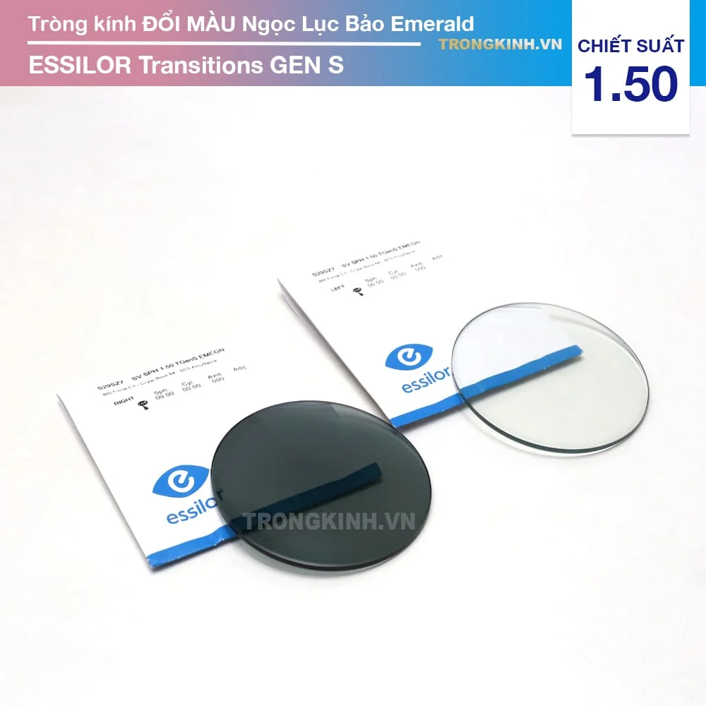 Tròng kính Đổi Màu Ngọc Lục Bảo Essilor Transitions Gen S Emerald