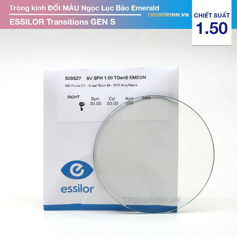 Tròng kính Đổi Màu Ngọc Lục Bảo Essilor Transitions Gen S Emerald