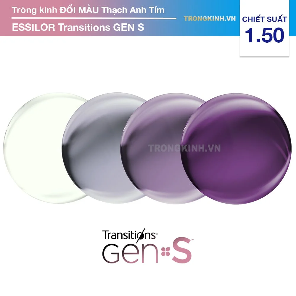 Tròng kính Đổi Màu Thạch Anh Tím Essilor Transitions Gen S Amethyst