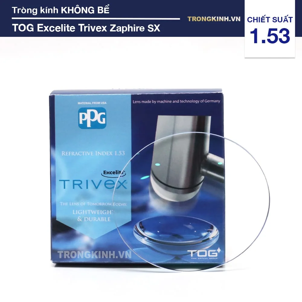 Tròng kính Không Bể Excelite 1.53 Trivex Đặt đánh