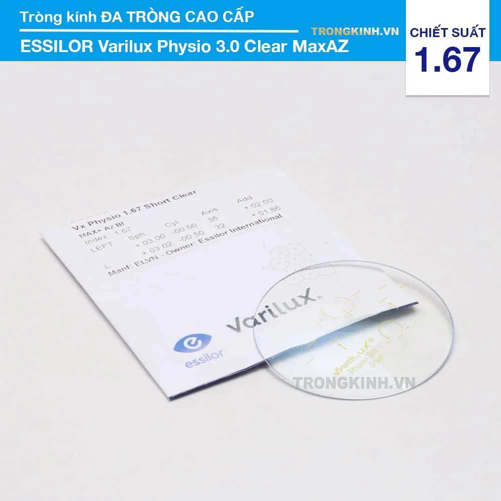 Tròng kính Đa Tròng Cao Cấp Essilor Varilux Physio 3.0 MaxAZ 1.67