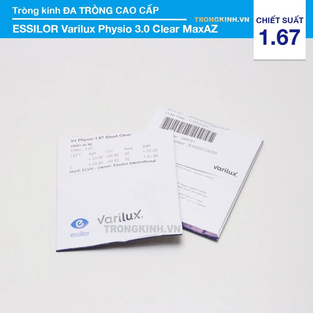 Tròng kính Đa Tròng Cao Cấp Essilor Varilux Physio 3.0 MaxAZ 1.67