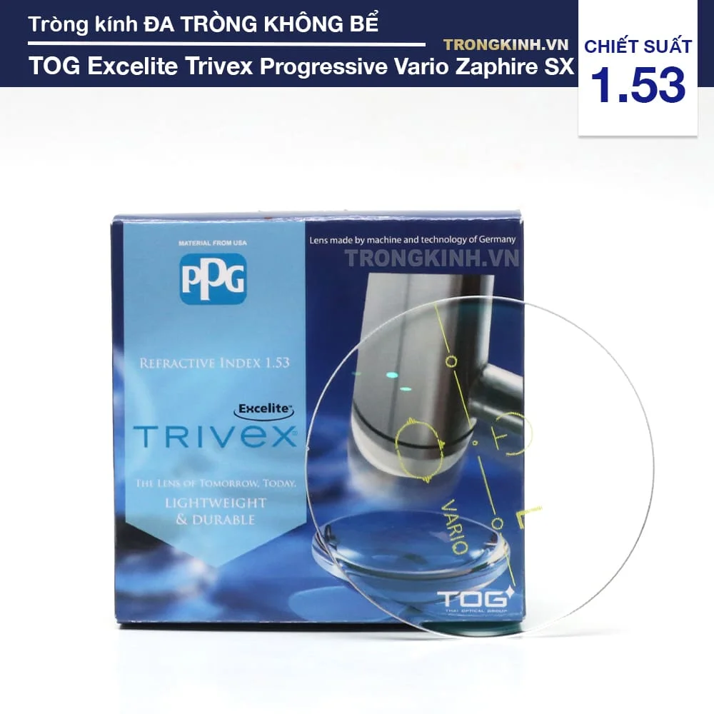 Tròng kính Đa Tròng Không Bể Excelite Trivex Progressive Vario Zaphire SX