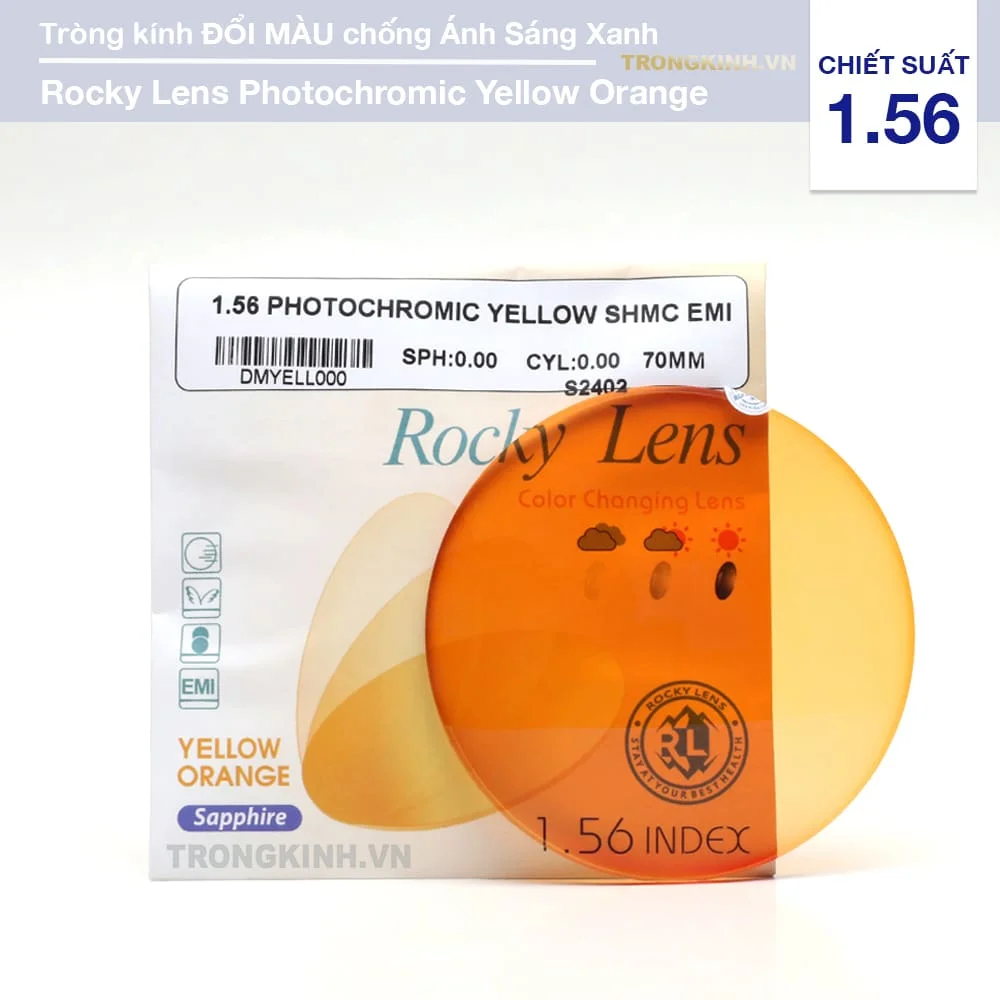 Tròng kính Đổi Màu Vàng Rocky