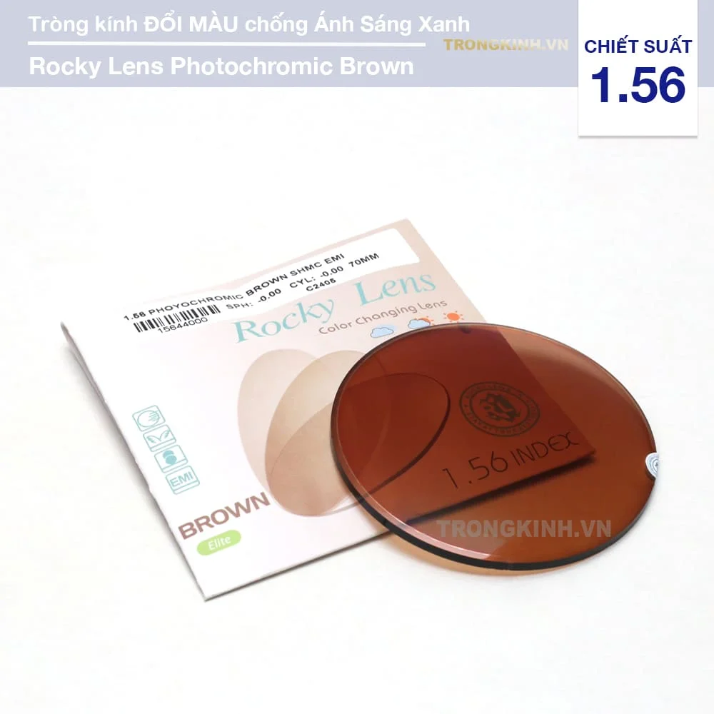 Tròng kính Đổi Màu Nâu Hổ Phách Rocky Lens Trendy