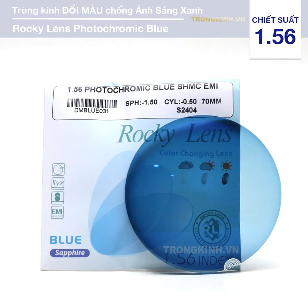 Tròng kính Đổi Màu Xanh Biển Rocky Lens Trendy