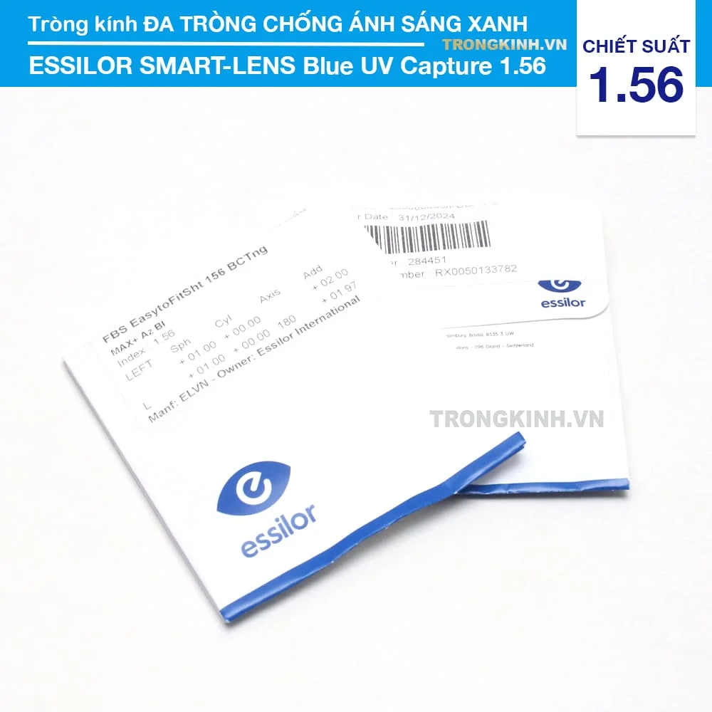 Tròng kính Đa Tròng Chống Ánh Sáng Xanh Thông Minh Essilor SMART-LENS Blue UV Capture
