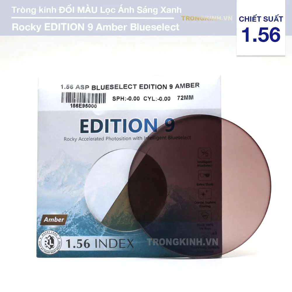 Tròng kính Đổi Màu Hổ Phách Rocky Edition 9 Amber