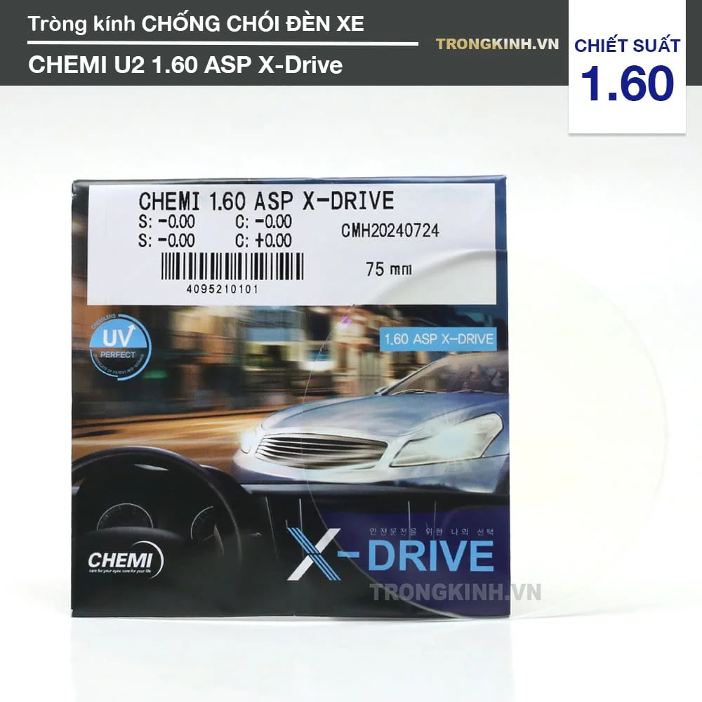 Tròng kính Chống Chói Đèn Xe Chemi U2 1.60 ASP X-Drive