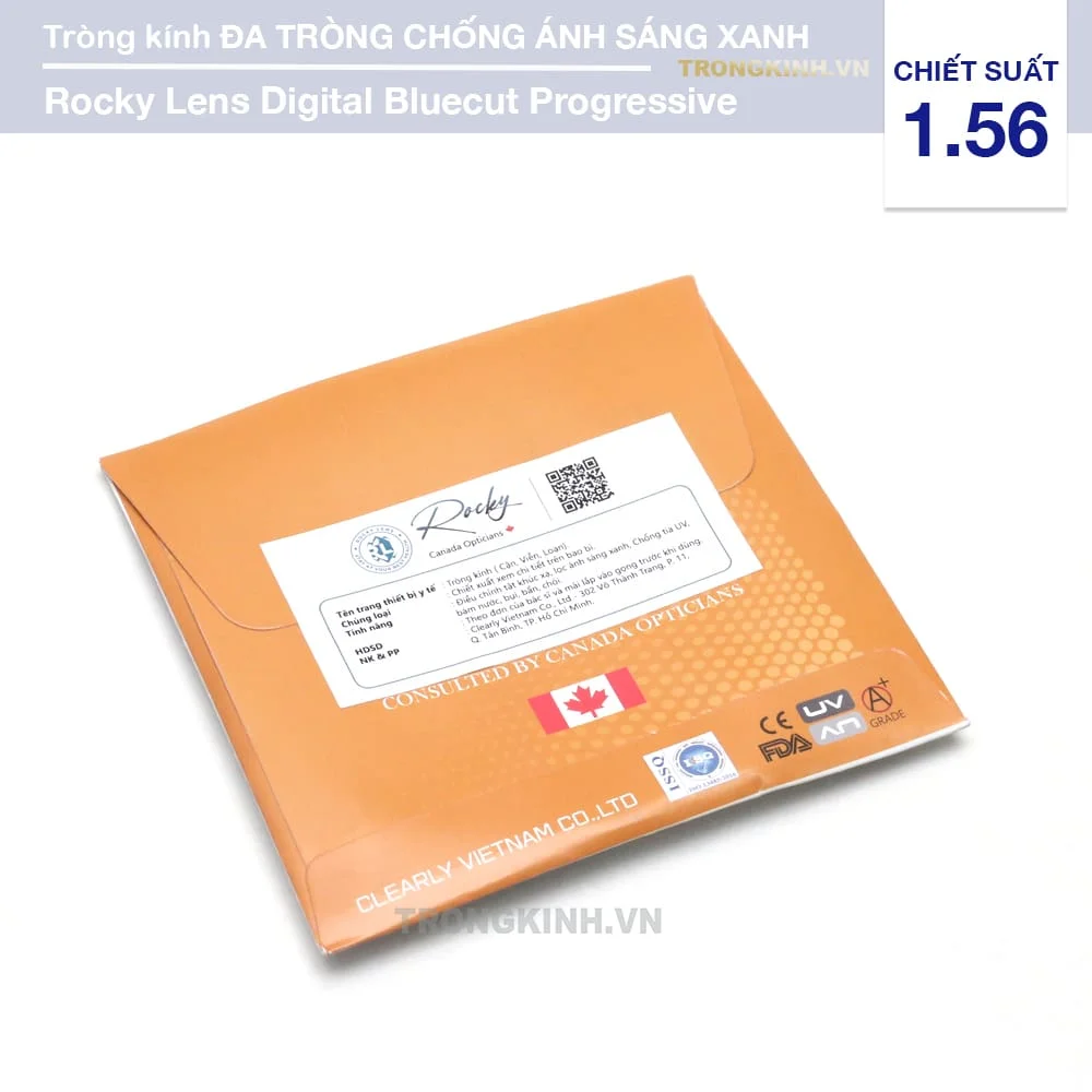 Tròng kính Đa Tròng Cắt Ánh Sáng Xanh Rocky Digital Bluecut Progressive