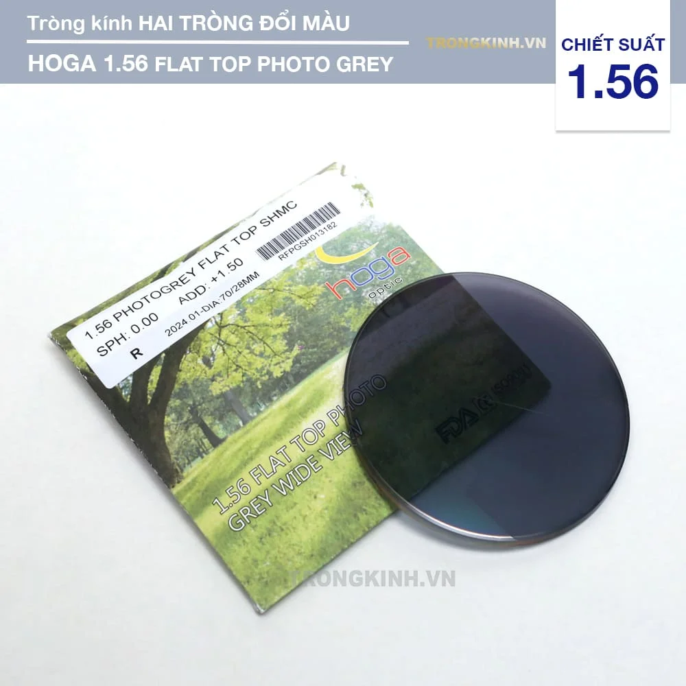 Tròng kính Hai Tròng Đổi Màu Hoga Flap Top Photo Grey