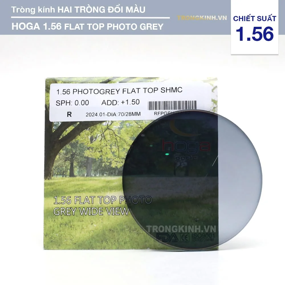 Tròng kính Hai Tròng Đổi Màu Hoga Flap Top Photo Grey