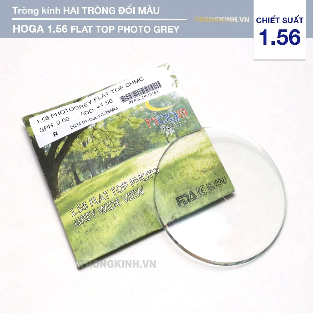 Tròng kính Hai Tròng Đổi Màu Hoga Flap Top Photo Grey