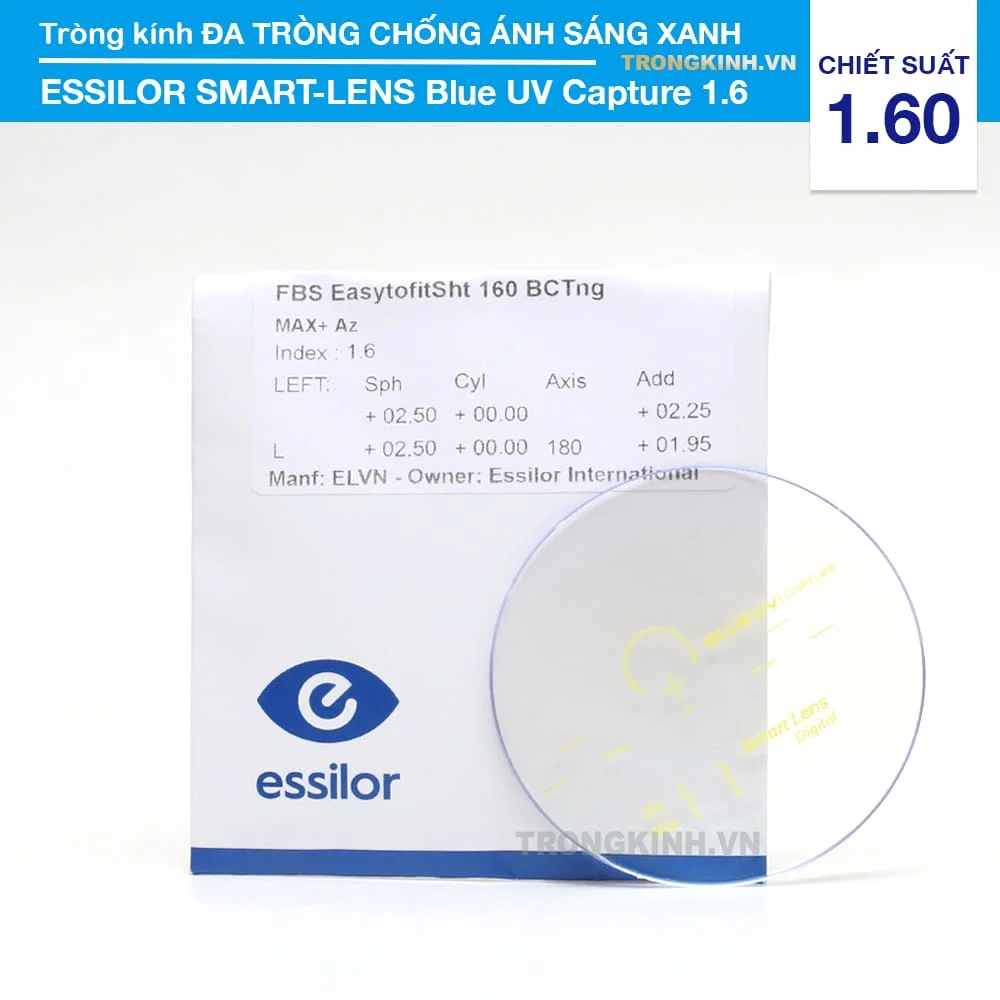 Tròng kính Đa Tròng Chống Ánh Sáng Xanh Essilor SMART-LENS Blue UV Capture