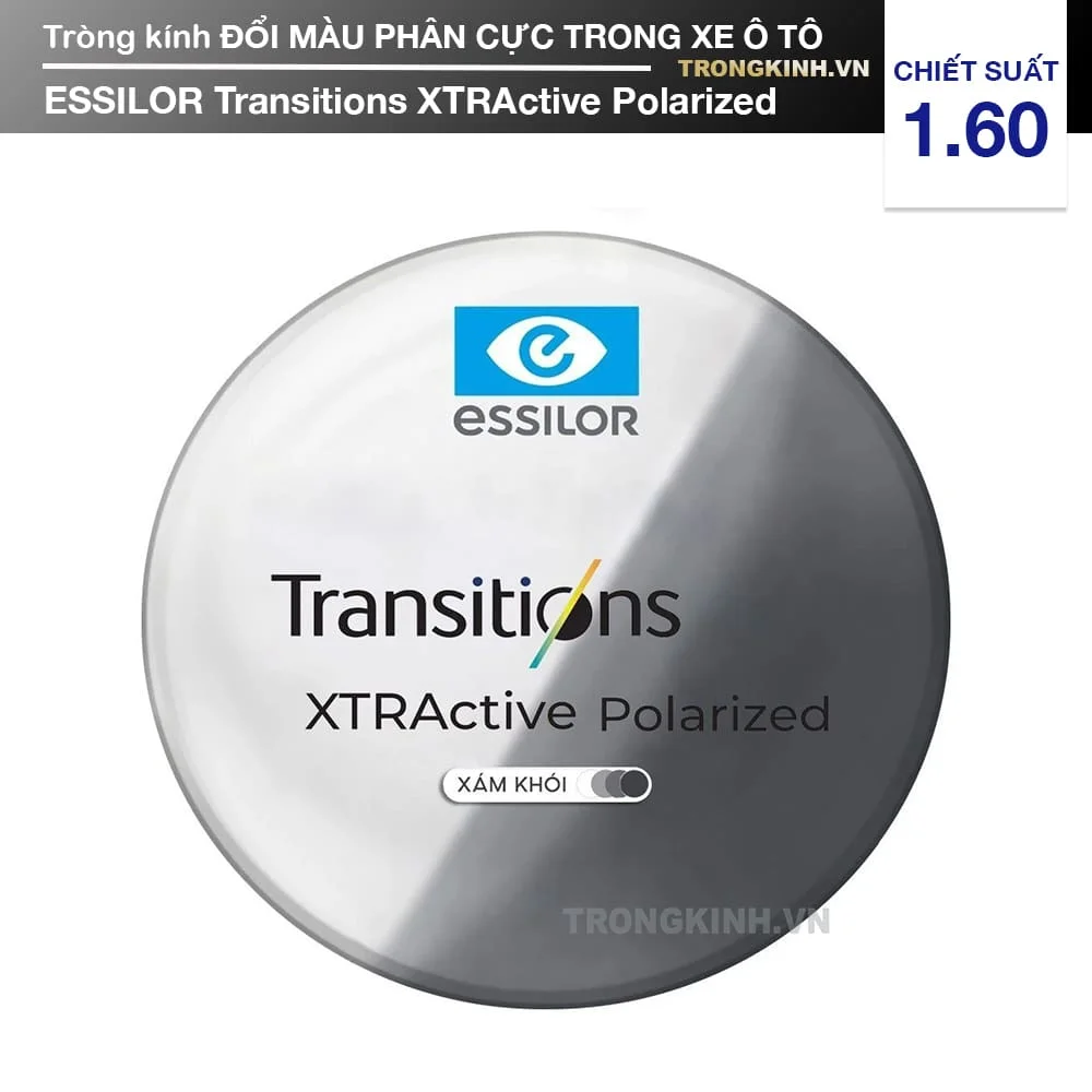 Tròng kính Đổi Màu Trong Xe Essilor Transitions XTRActive Polarized 1.60