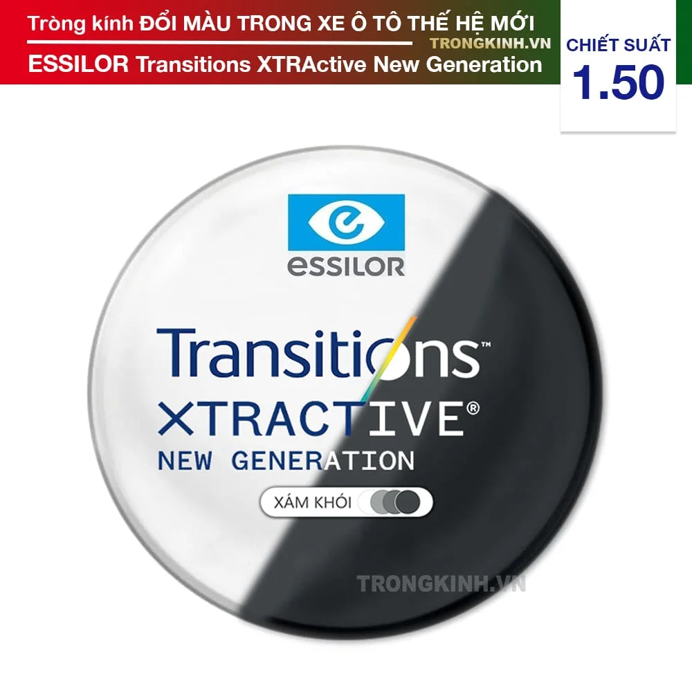 Tròng kính Đổi Màu Xám Khói Essilor Transitions XTRActive New Generation