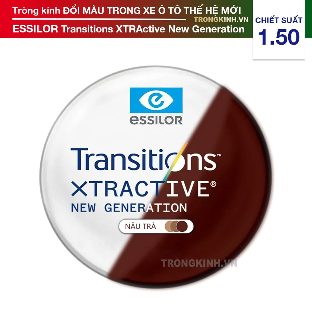 Tròng kính Đổi Màu Nâu Trà Essilor Transitions XTRActive New Generation Brown