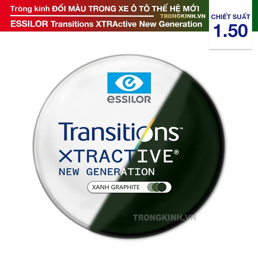 Tròng kính Đổi Màu Xanh Lá Essilor Transitions XTRActive New Generation Graphite