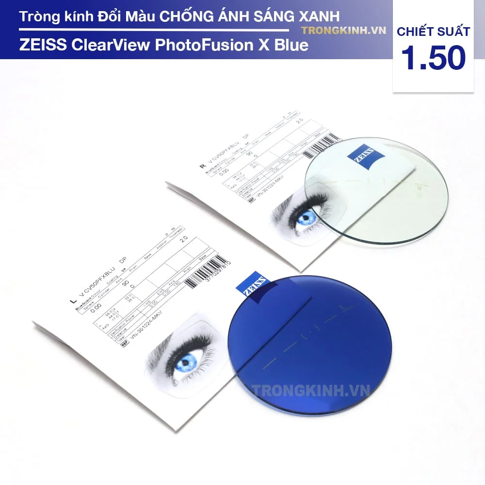 Tròng kính Đổi Màu Chống Ánh Sáng Xanh Zeiss PhotoFusion X Blue