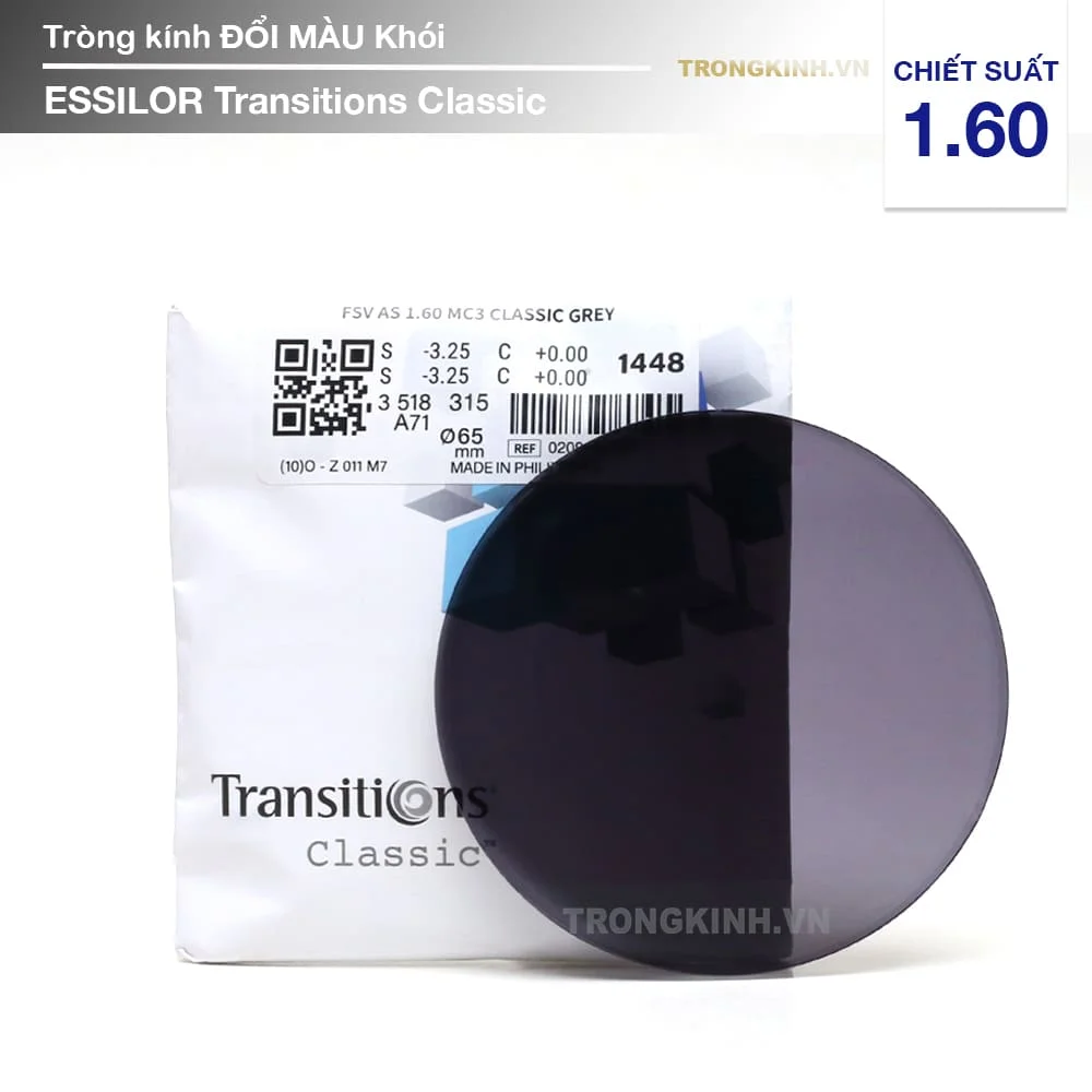 Tròng kính mỏng Đổi Màu Khói Essilor Transitions Classic 1.60