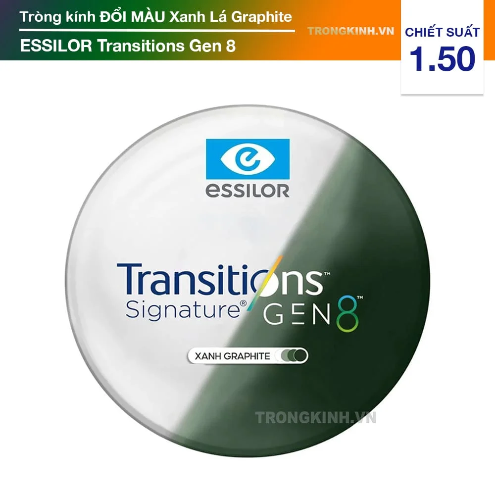 Tròng kính Đổi Màu Xanh Lá Essilor Transitions Gen 8 Graphite