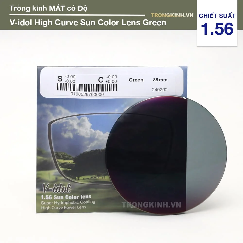 Tròng kính Mát có độ V-idol High Curve Sun Color Lens Green
