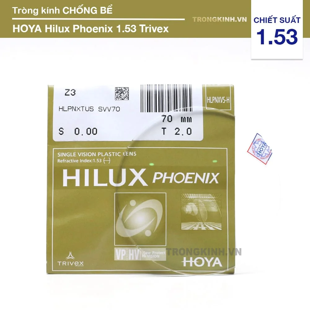 Tròng kính Chống Bể Hoya Hilux Phoenix 1.53 Trivex