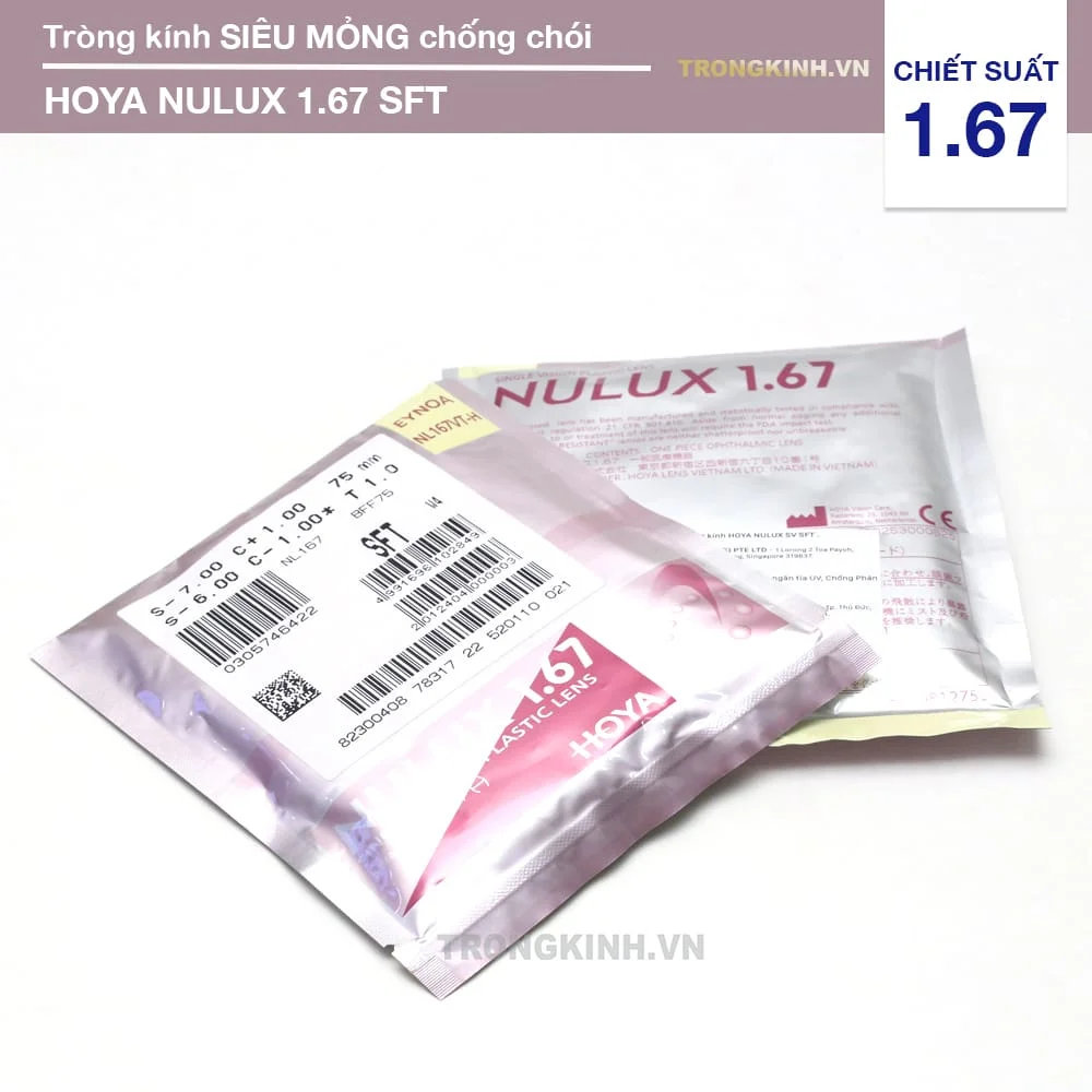 Tròng kính Siêu Mỏng Chống Chói Hoya Nulux SFT 1.67
