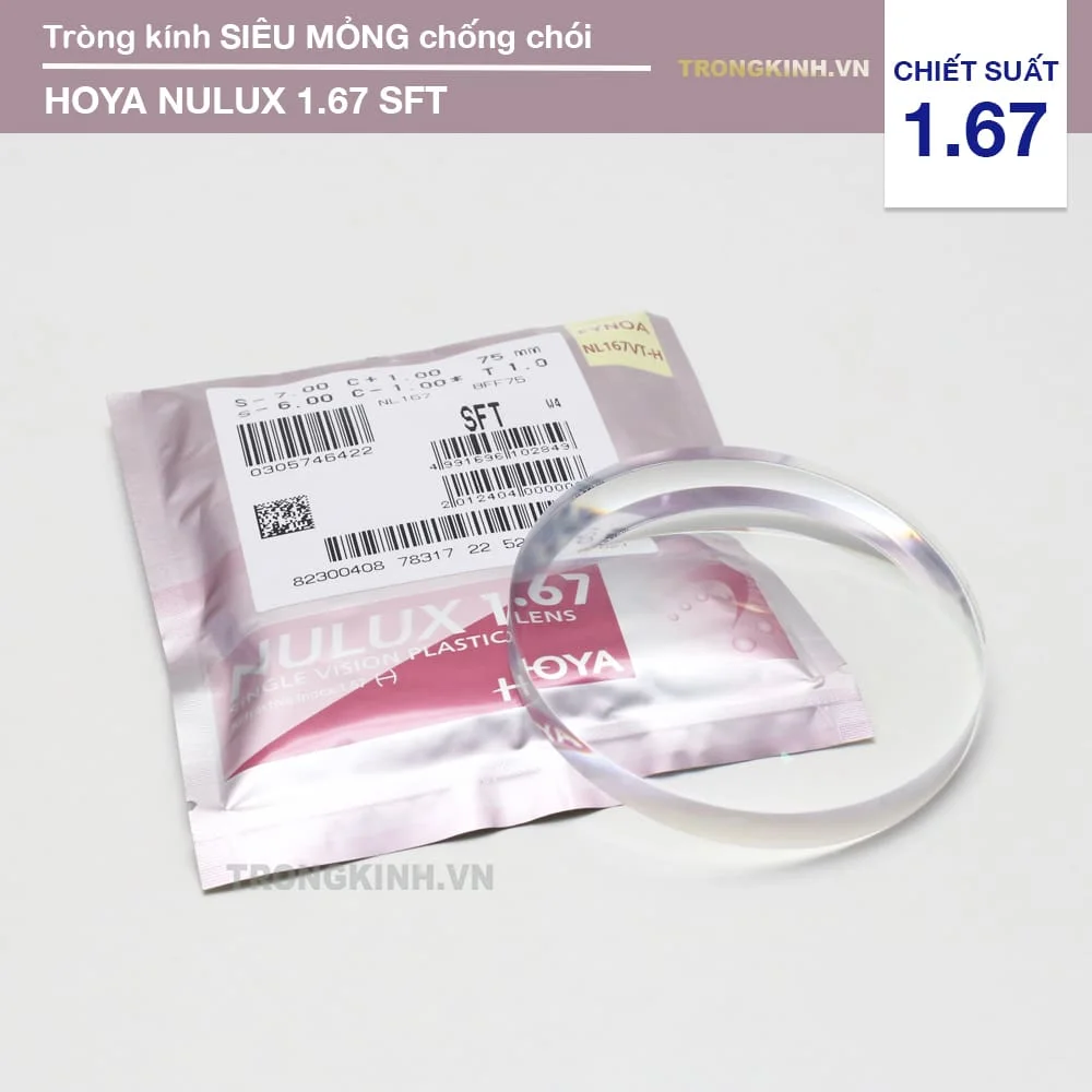 Tròng kính Siêu Mỏng Chống Chói Hoya Nulux SFT 1.67