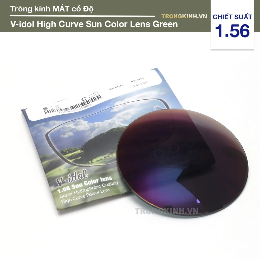 Tròng kính Mát có độ V-idol High Curve Sun Color Lens Green