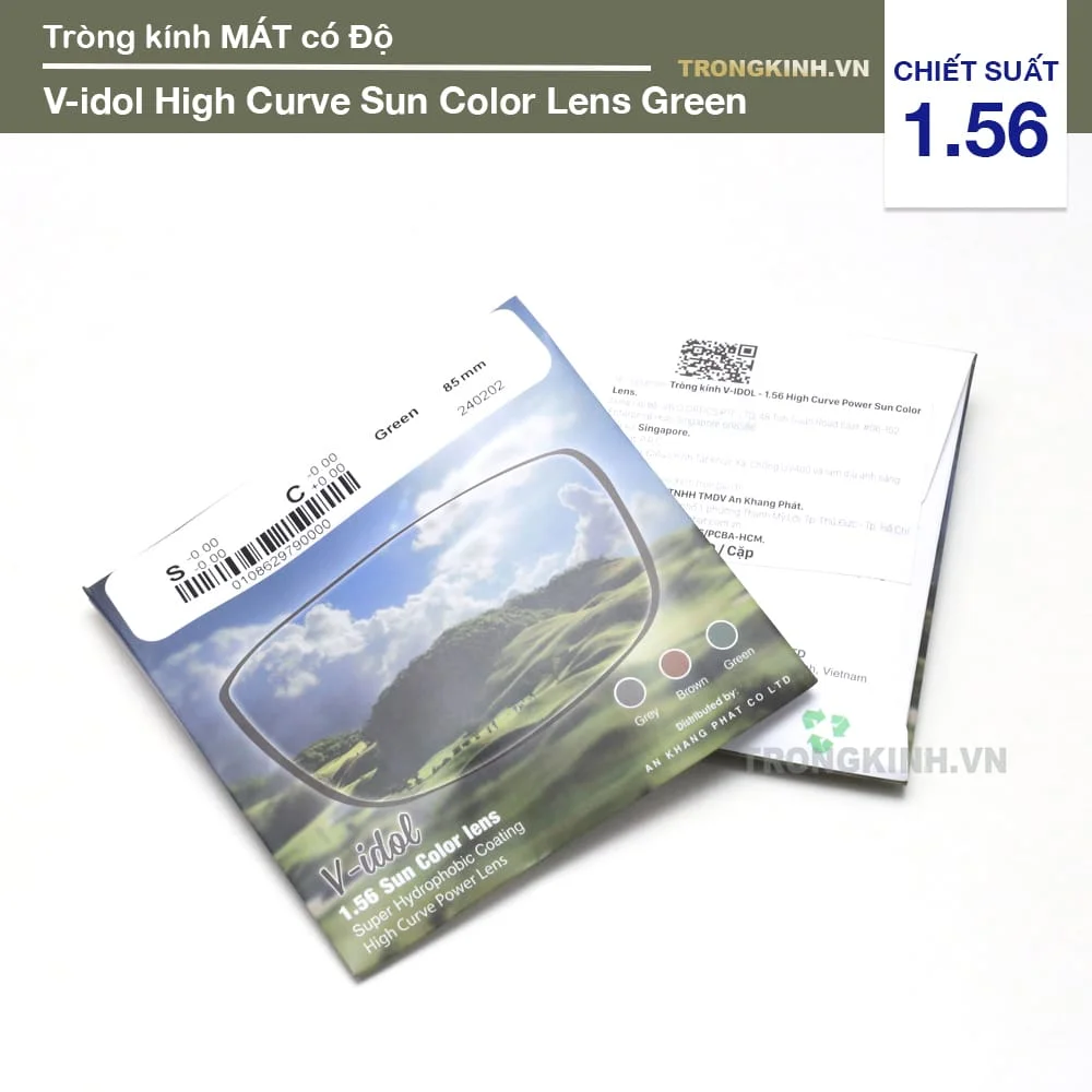 Tròng kính Mát có độ V-idol High Curve Sun Color Lens Green