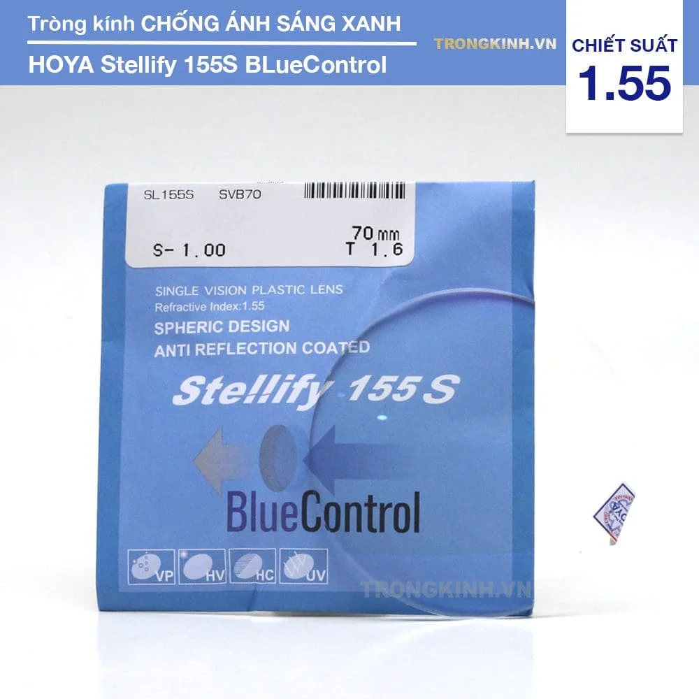 Tròng kính Chống Ánh Sáng Xanh Hoya Stellify Blue Control 1.55